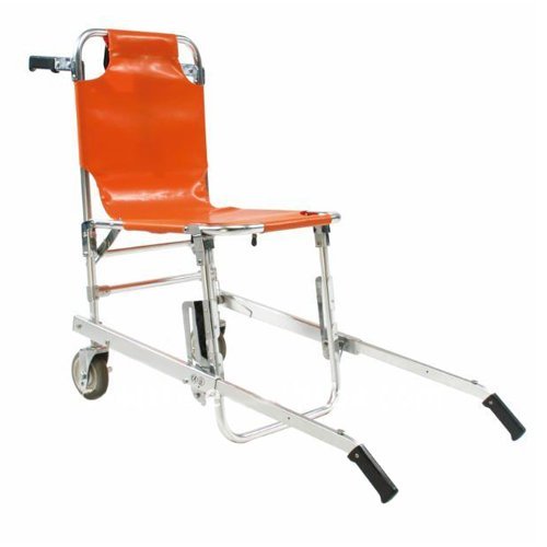 LINE2design-USA-EMS Mobility Chair - Ambulance Firefighter Medical Foldable Aluminum Manual Chair + 3 Adjustable Straps with Quick Release Buckles - Orange