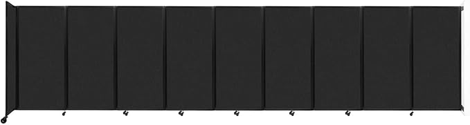 Versare Room Divider 360 Wall-Mounted Folding Partition | Locking Wheels | Temporary Room Separator | 25' x 6' Black SoundSorb Panels