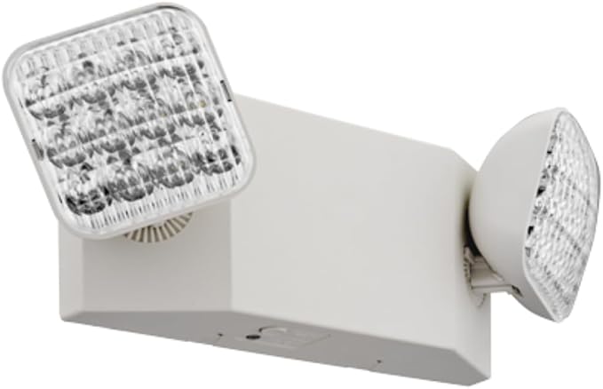 Lithonia Lighting Basics LED Emergency Light, Emergency Lighting with Dual Adjustable LED Lamp Heads, Wall Mount, Damp Location Rated, 90-Minute Backup, 120/277V, White, 4-Pack (EU2C CP4)