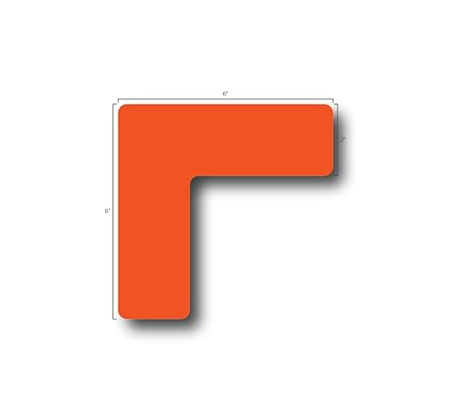 5S Location Marking Corner- (Various Sizes Available) Durable L Shaped Floor Marker by Graphical Warehouse- Vibrant Colors, Rounded Corners (6x6x2" (15 Pack), Orange)