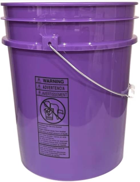 House Naturals 5 Gallon Purple Food Grade Plastic Bucket with Screw on Airtight lid, BPA Free, Made in USA (Pack of 3) (Purple Buckets with Black lids)