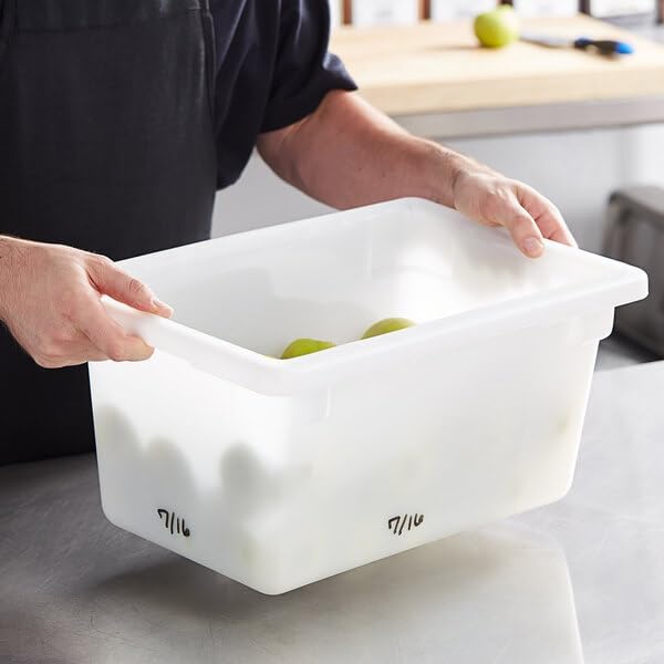 Commercial Food Storage Box, White Polyethylene, 18x12x9 Inches, 5 Gallon Capacity, NSF Listed, Stackable with Built-in Handles, BPA Free, Made in USA