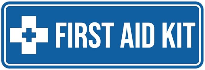 Standard First Aid Kit Sign (Blue) - Medium (10 Pack)