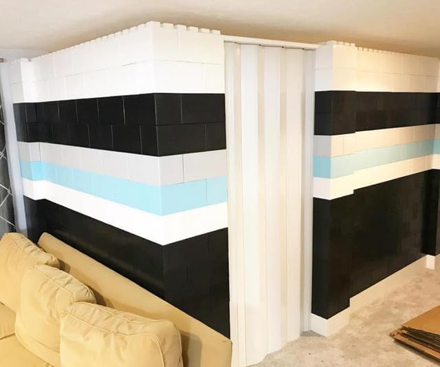 EverBlock 6’ x 7’ Wall Kit with Accordion Door | 3’ x 7’ Doorway | Modular Building Blocks | Wall Display System | Room Divider & Partition | Easy to Connect & Reuse | Indoor & Outdoor Use | White
