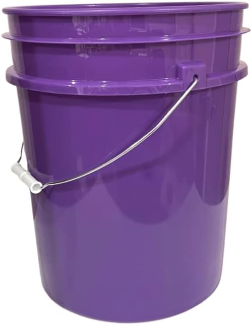 House Naturals 5 Gallon Purple Food Grade BPA Free, Made in USA Plastic Bucket with Screw On Airtight lid, (Pack of 3) (Purple Buckets with Scarlet Red lids)