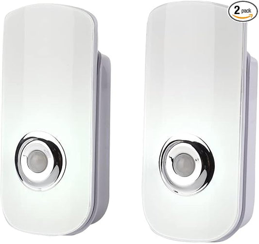 2 Pack LED Night Light, Flashlight Motion Sensor Cut 3-in-1, Rechargeable Emergency Light, Auto Sensing Energy Saving Wall Mount Plug-in Light Portable LED Torch White Small Size