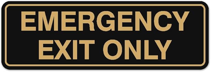 Signs ByLITA Standard Emergency Exit Only Sign - Easy Installation | Durable Wall or Door Sign (Black Gold) - Large