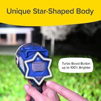 Star Patrol Mega-Bright Rechargeable Spotlight, AS SEEN ON TV, Tactical & Emergency Flashlight, 10 Modes, Turbo Boost Up to 100%, Built-in Kickstand & Phone Charger, for Camping, Emergencies, Walking