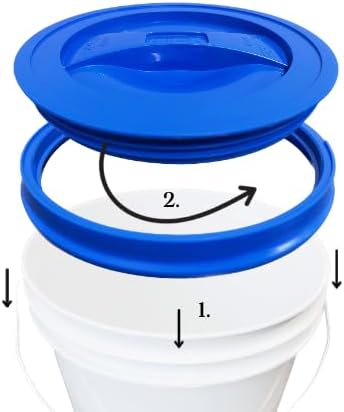 House Naturals 2 Gallon Plastic Food Grade BPA Free Made in USA Buckets with Blue Screw On Lids (Pack of 4)