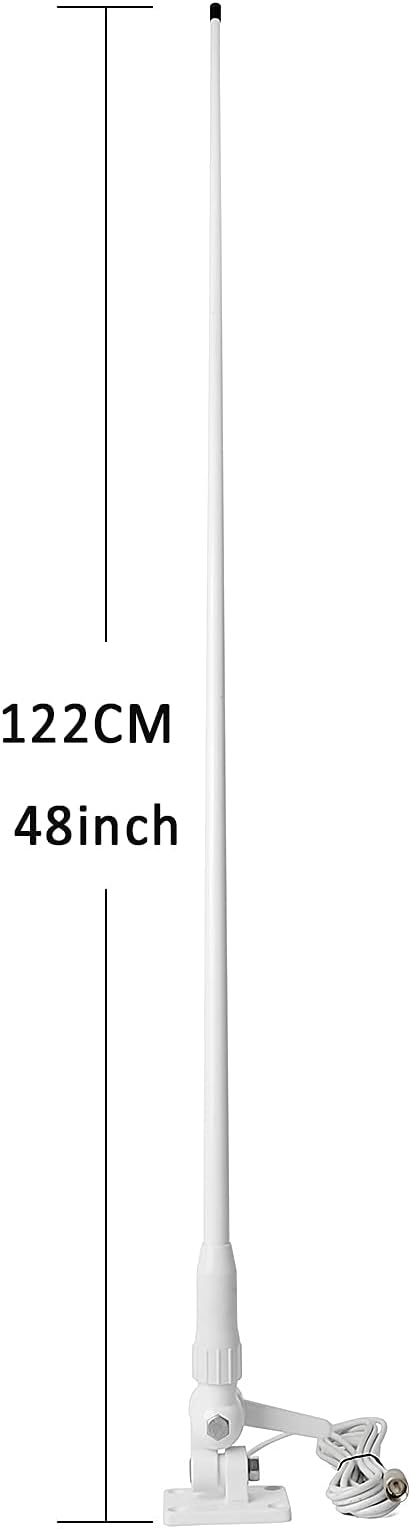 HYS VHF Marine Antenna Waterproof 3DBI 43.3inch Fiberglass Antennas W/22.9ft(7m) RG58 Low Loss Premium Coaxial Cable with PL259/ Built-in to Nylon Ratchet Mount