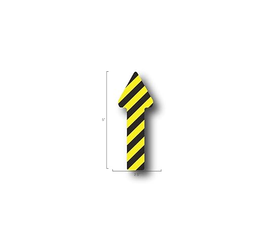 5S Location Marking Arrow- Durable Laminated LSE (Low Surface Energy) Arrow Shaped Floor Marker by Graphical Warehouse- 5S Safety and Security Signage (5x2.5", Black/Yellow, 25)