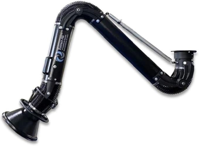 Extract-All Wall-Mounted Dust Absorber for Air Purification, Expanded Diameter Capture Hood Welding Fume Extraction and Source Capture Arm Smoke Absorber with 180° Arm Swing (Black, 8"x10")