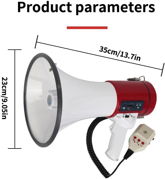B S 50W Megaphone with Siren,Recording,SD Card,AUX Input for for Crowd Management,Emergencies