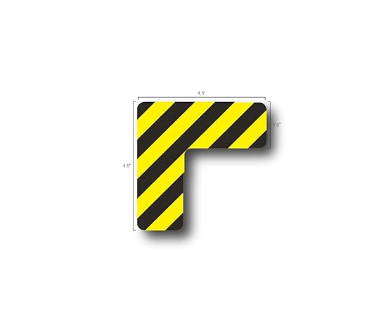 5S Location Marking Corner- (Various Sizes Available) Durable L Shaped Floor Marker by Graphical Warehouse- Vibrant Colors, Rounded Corners (4.5x4.5x1.5" (25 Pack), Black/Yellow)