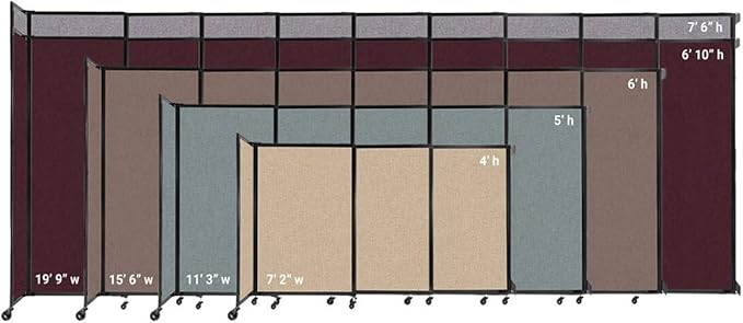 Wall-Mounted Sliding StraightWall Room Divider | Adjustable Widths | Locking Wheels | Room Separator | Up to 11'3" Wide x 7'6" Tall Royal Blue Fabric Panels