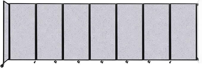 Versare Room Divider 360 Wall-Mounted Folding Partition | Locking Wheels | Temporary Room Separator | 19'6" x 6' Marble Gray SoundSorb Panels