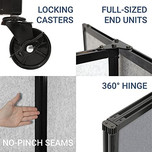 Versare Room Divider 360 Wall-Mounted Folding Partition | Locking Wheels | Temporary Room Separator | 25' x 5' Beige SoundSorb Panels