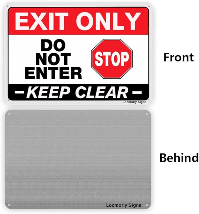Aluminum Exit Only Do Not Enter Sign, 12x16 Inch, Keep Clear at All Times Safety Sign