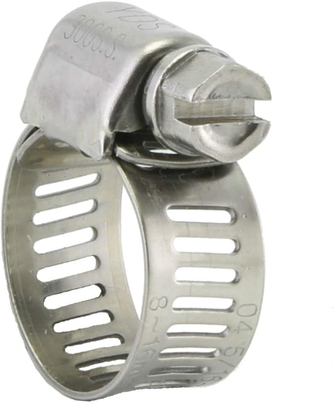 YDS All 300 Grade Stainless Steel Mini Hose Clamp, Worm-Drive, SAE Size 4, 5/16" to 5/8" Diameter Range, 0.35 Bandwidth (Pack of 10)