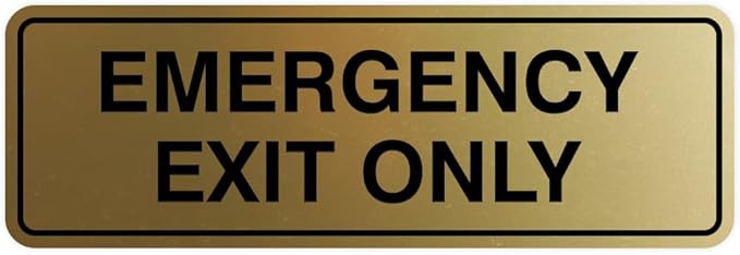 Signs ByLITA Standard Emergency Exit Only Sign - Easy Installation | Durable Wall or Door Sign (Brushed Gold) - Medium 2 Pack
