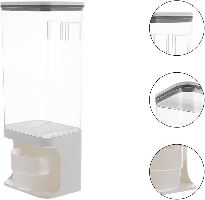 NUOBESTY Wall-mounted Pet Food Storage Container with Airtight Seal and Cup Sealed Dispenser for Dog Cat and Bird Food Snack Tank for Fresh Dry Preservation