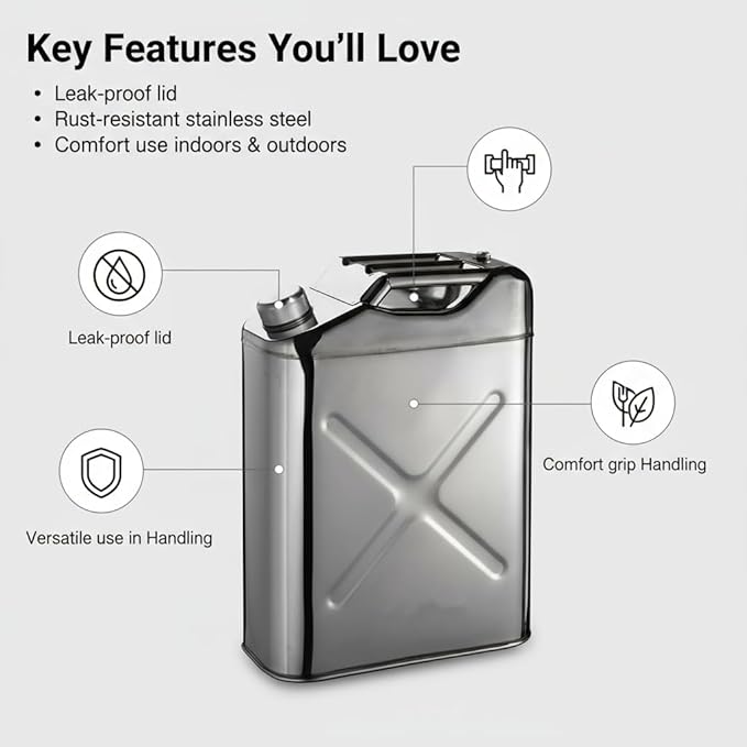 5 Gallon Stainless Steel Water Jug, Portable Camping Water Tank with Spigot, Leak-Proof Hydration Container for Outdoor, Hiking, RV, Emergency Water Storage