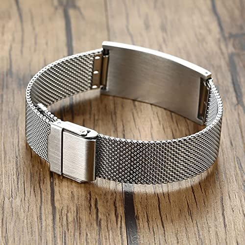 VNOX Medical Alert Bracelets for Men & Women Kids with Free Engraving Adjustable Stainless Steel Mesh Emergency Medical ID Bracelets Wristband