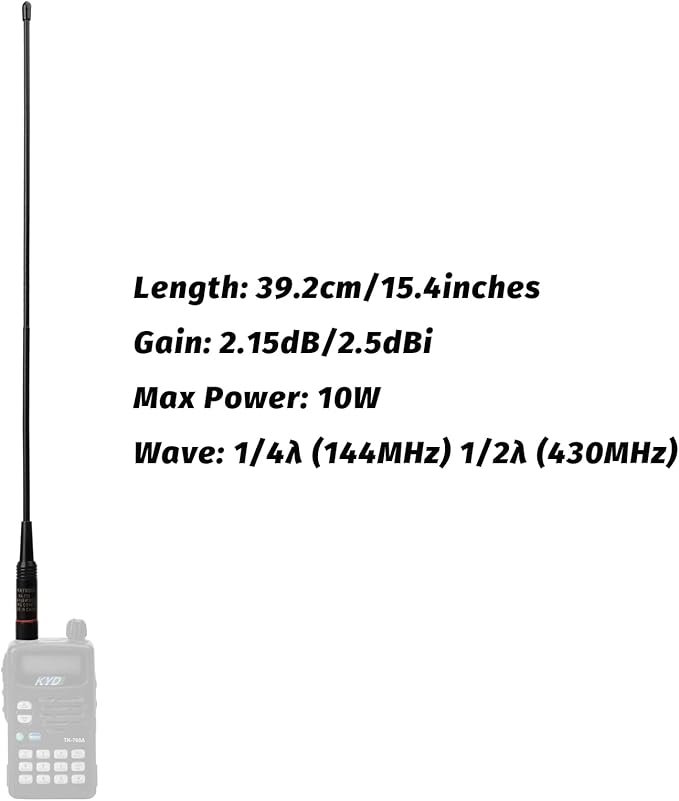 TWAYRDIO 15.4-Inch Whip Antenna, SMA Male, Dual Band 2m/70cm, Handheld Radio Replacement for Yaesu Vertex VX-110 VX-150 VX-6R TYT TH-UV88 MD-UV380 MD-2017 Two Way Radio, Pack of 2