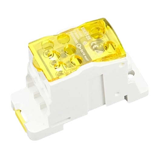 DIN Rail Distribution Box,690V 125A Positions Screw Terminal Block Junction Box Breaker Box Circuit Breaker Distribution Box for Various Power Distribution Needs (Yellow, 125A)