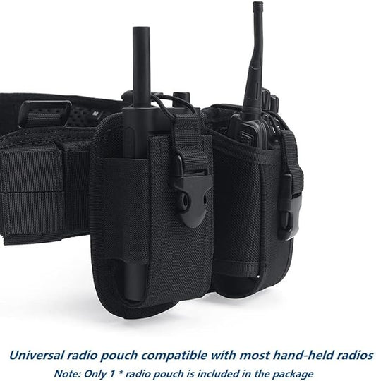TACNEX Universal Radio Holster Tactical Two Ways Radio Holder Compact Elastic Walkie Talkies Pouch Nylon Case w/MOLLE Strap Duty Belt Clip for Police Leo Security Firefighter Rescue EMS EMT Military