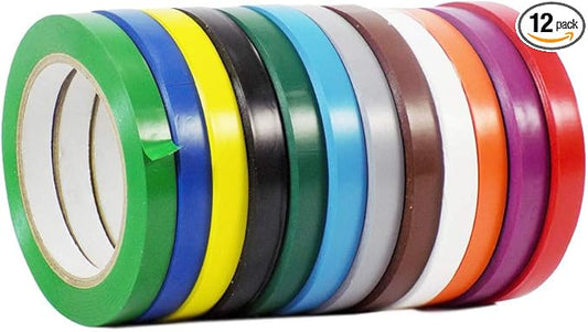 MAT Vinyl Marking Tape Rainbow Pack - 1/2 inch x 36 yds. 12-Rolls Assorted Colors - for Safety Floor Marking (School Gym, Restaurants, Warehouse), Dance Floor Splicing, Pinstriping Cars & Boats