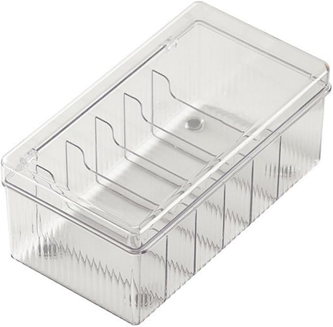 Clear Electronics Organizer Boxes, 6 Capacity Acrylic Charger Organizer with Cover and 1 Plastic Cable Ties for Home and Office