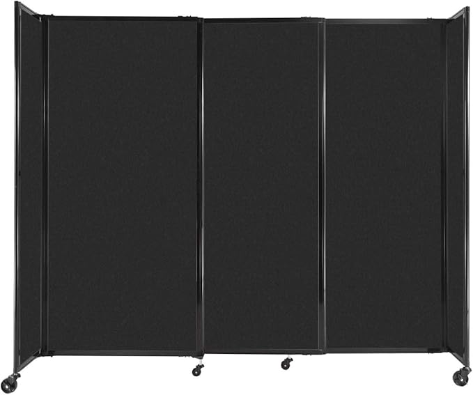 Versare Straightwall Sliding Portable Wall Partition | Freestanding Office Dividers | Locking Wheels | Temporary Room Separator | 7'2" Wide x 6' Tall Black SoundSorb Panels