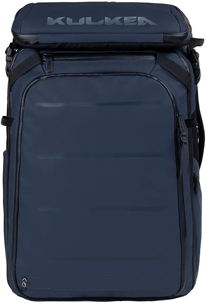 Käydä 36L Travel Backpack - Spacious Carry On Backpack with Detachable Travel Pouch, Magnetic Water Bottle Pocket, Passport and Laptop Pocket - Convertible Boot Bag for Snow Sports (Steel Blue)