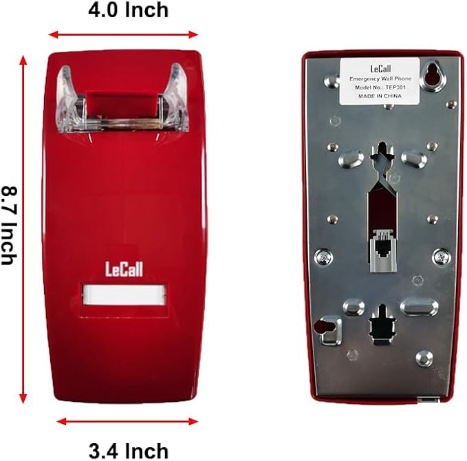Emergency Phone/Emergency Wall Phone/Hotline Dialer Telephone, Auto Dial 911 and Programmable, No Dial keypad, TEP301