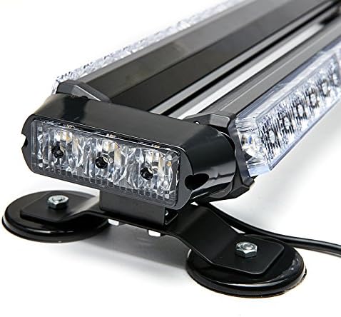 26.5" Red White 54 LED Emergency Warning POV Light Bar For Firefighter Trucks EMS First Responder Flashing Strobe Traffic Advisor Double Side with Magnetic Base (26.5" 54LED, White/Red)