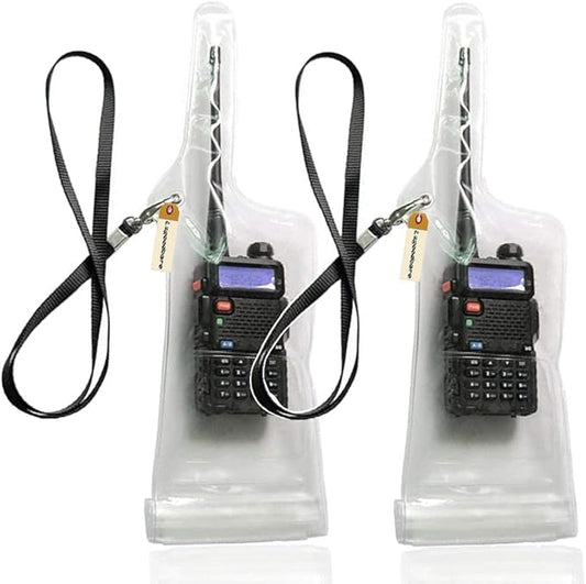 Lsgoodcare Portable Two Way Radio Waterproof Rainproof Bag Case Pouch Compatible with Motorola Kenwood Midland UV 82 BF 888S UV-5R Walkie Talkie Radio White