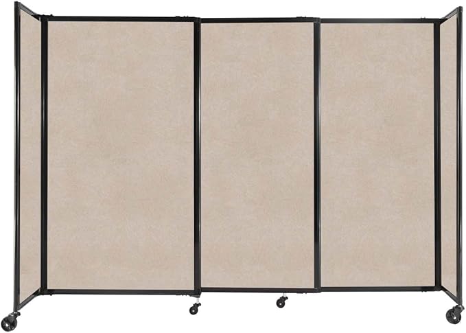 Versare Straightwall Sliding Portable Wall Partition | Freestanding Office Dividers | Locking Wheels | Temporary Room Separator | 7'2" Wide x 5' Tall Beige SoundSorb Panels