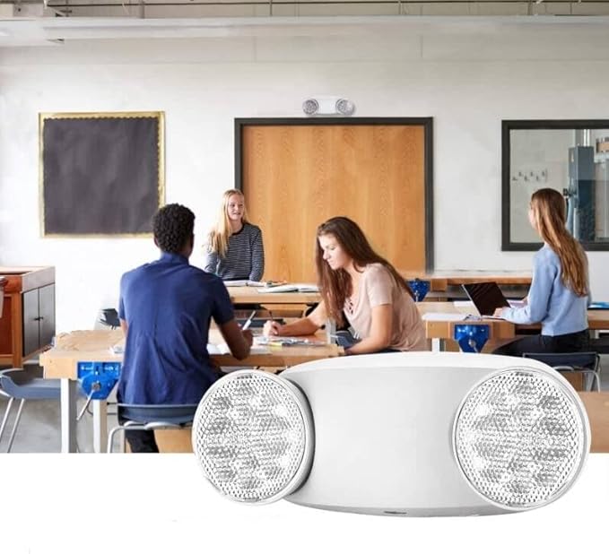 4 Pack White LED Emergency Lights with Battery Backup, Two Head Adjustable Emergency Lighting Fixtures-Fireproof Materials-Emergency Lighting Fixture/Emergency Light Home