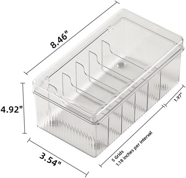 Clear Electronics Organizer Boxes, 6 Capacity Acrylic Charger Organizer with Cover and 1 Plastic Cable Ties for Home and Office