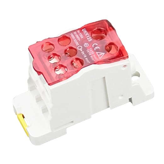DIN Rail Distribution Box,690V 125A Positions Screw Terminal Block Junction Box Breaker Box Circuit Breaker Distribution Box for Various Power Distribution Needs (Red, 125A)