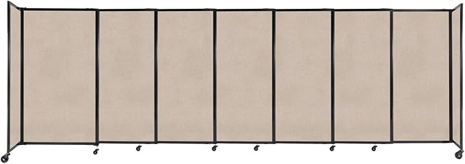 Versare Straightwall Sliding Portable Wall Partition | Freestanding Office Dividers | Locking Wheels | Temporary Room Separator | 15'6" Wide x 5' Tall Beige SoundSorb Panels