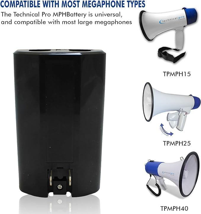Technical Pro Rechargeable Portable 75-Watt Megaphone Bullhorn Speaker w/Siren & Detachable Microphone - Battery w/Battery a Built-in AC Wall Charger, Good for Trainers, Coaches, Cheer Leaders