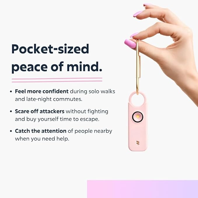VOLTEK Personal Alarm (Azur) Women's Self-Defense Self-Defense Mini Self-Defense Alarm Kit + Personal Emergency Whistle Powerful Sirene Lamp 135 DB, USB-C Rechargeable, Guide Included