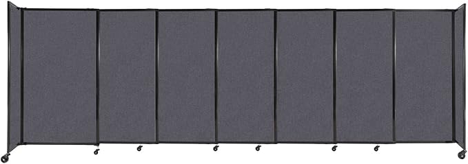 Versare Straightwall Sliding Portable Wall Partition | Freestanding Office Dividers | Locking Wheels | Temporary Room Separator | 15'6" Wide x 5' Tall Dark Gray SoundSorb Panels