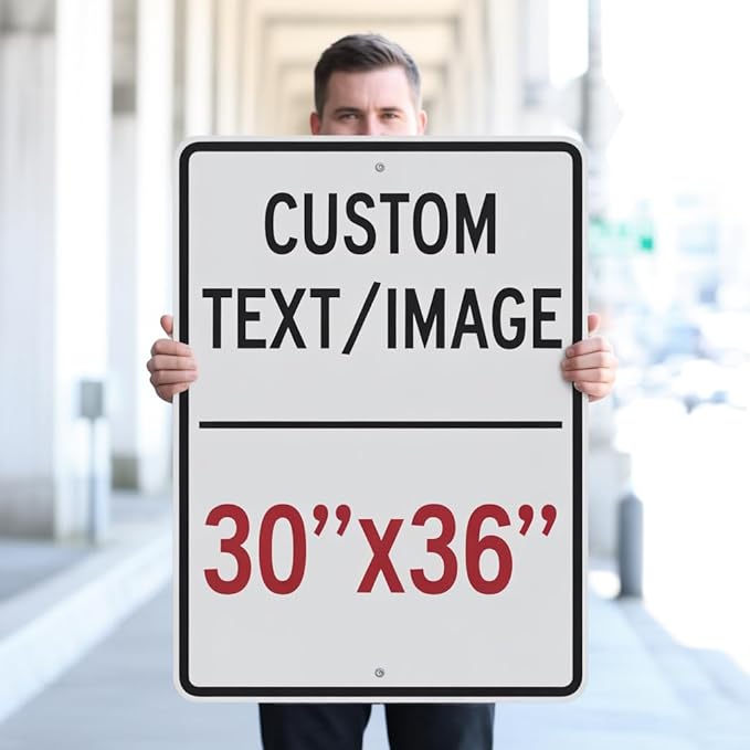 Custom Metal Sign - 30x36 Inch Weatherproof 0.04 Aluminum - Personalized Sign For Workplace, Home - Reflective Option - Single/Double Sided