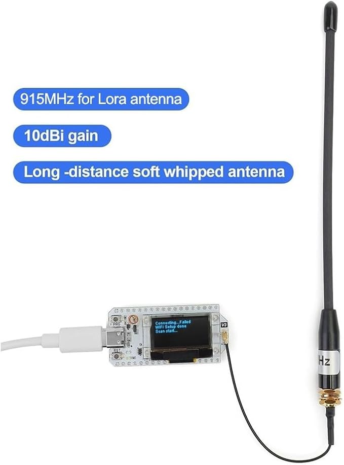 915MHz 10DBi Outdoor Antenna - Copper Construction Weather-Resistant RF Male Connector U.FL IPX Feeder Cable For Handheld Two-Way Radio Scanner Industrial Use