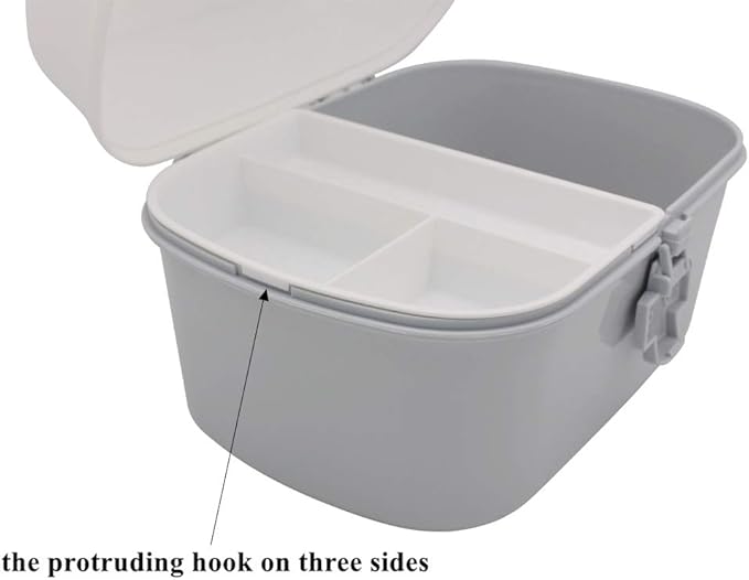 BangQiao Plastic First Aid Storage Box Container Bin with Removable Tray and Portable Handle, Family Emergency Medicine Kit Case Organizer, White&Gray