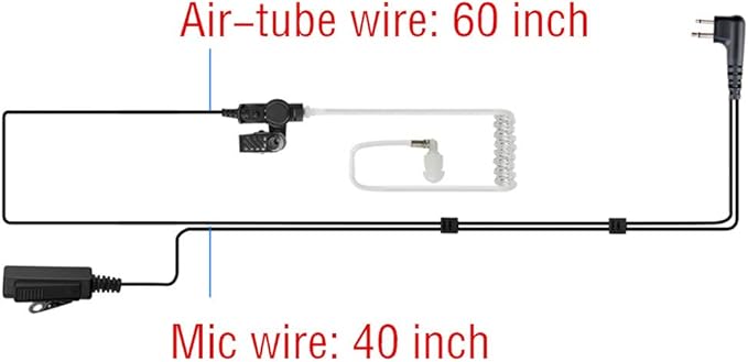 A 2 Pin Earpiece Headset for M0torola CP200,GP300,CLS1110,CLS1410 Walkie Talkies/Two Way Radio with Transparent Acoustic Tube (Pack of 2)