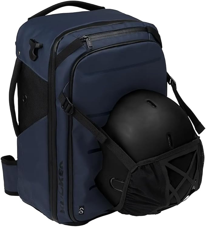Käydä 36L Travel Backpack - Spacious Carry On Backpack with Detachable Travel Pouch, Magnetic Water Bottle Pocket, Passport and Laptop Pocket - Convertible Boot Bag for Snow Sports (Steel Blue)